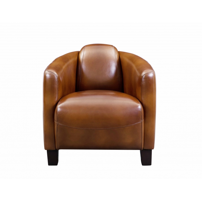 Fauteuil Barquette Cuir Vintage