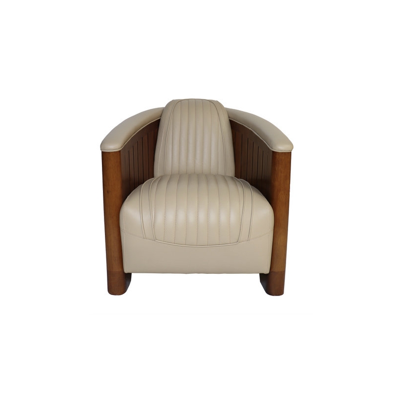 Fauteuil Canoë Cuir White Ivory