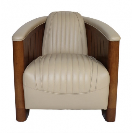 Fauteuil Canoë Cuir White Ivory