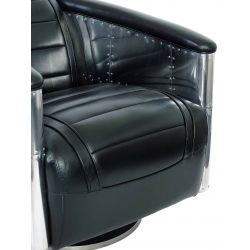 Fauteuil DC3 tournant cuir noir