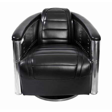 Fauteuil DC3 tournant cuir noir