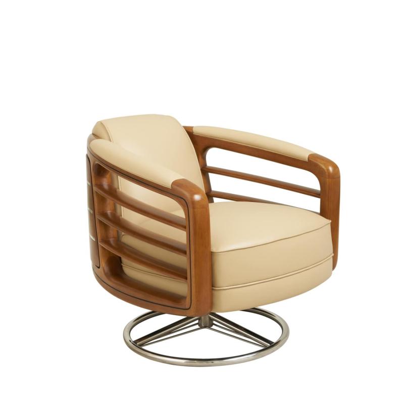 Fauteuil Riviera Tournant Cuir White Ivory